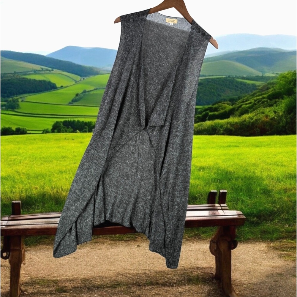 Piko 1988 Cardigan Shawl Women L Gray Boho Chic Cozy Light Open Resort